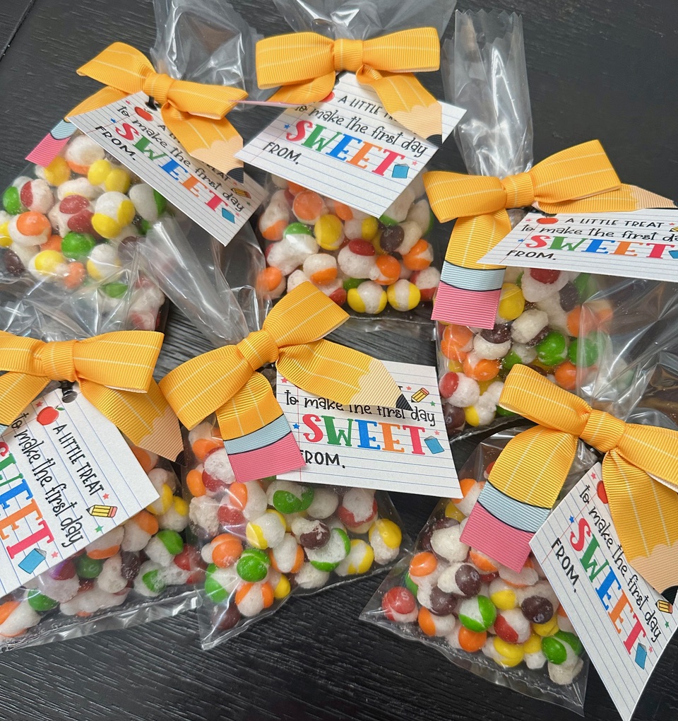 A group of custom gift bags