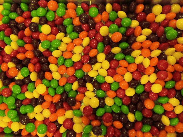 Regular candy puffing up into freeze dried candy